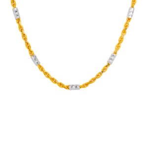 Two Tone Diamond Cut Fancy Tubetto On Solid Rope Chain