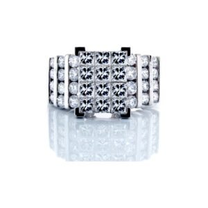 2.00CTW Natural Invisible Set Princess Center with Three Row Channel Set Diamond Shoulders