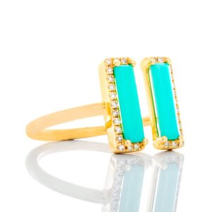 0.09CTW Diamond Border With Amazonite