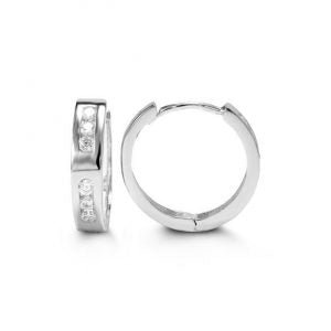 Cubic Zirconia Channel Set Round Huggies