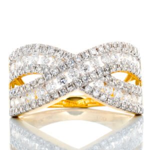 1.00ctw Pave Round Diamond Cross Over Band