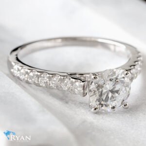 1.35ctw Round Solitaire with Pave Shoulders Ring