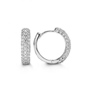 Three Row Cubic Zirconia Dome Round Huggies