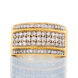 0.75CTW Three Row Chocolate Diamond Center with Two Row White Diamond Mill Edge Accents 11mm Band