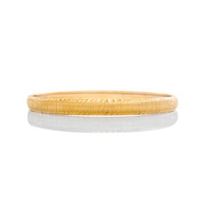 Brushed Center with Diamond Cut Edges Slip On Bangle