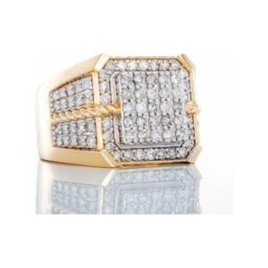 1.40ctw Soft Square Diamond Forefront Raised Center Rope Accents on Shoulders 10k Gold