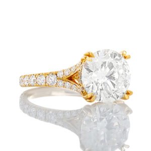 3.92ctw Round Lab Solitaire Natural Split Diamond Pave Shoulders