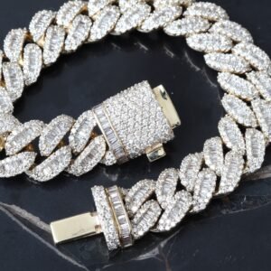11.50ctw Diamond Baguette Cuban Bracelet