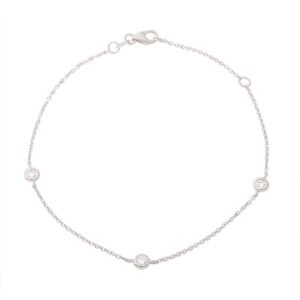 Stationary 3 Bezel Set CZ on Rolo Bracelet