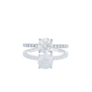 1.30ctw Round Diamond Solitaire Pave Set Shoulders 18k White Gold