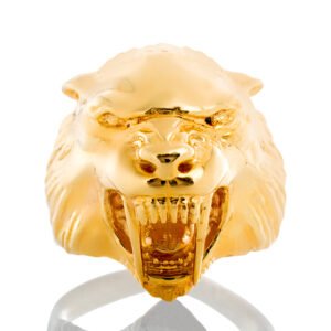 Saber-Toothed Tiger Head High Polished Ring