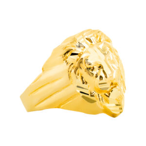 Lion Head Diamond Cut Ring