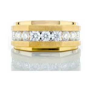 2.00ctw Eleven Diamond Channel Set Octagon Forefront Bushed & High Polished Finishing 10k Gold