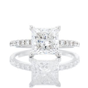 2.48ctw Princess Solitaire with Shared Prong Diamond Shoulders