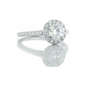 1.68CTW Natural Brilliant Cut Solitaire With Round Diamond Pave Halo & Shoulders 18k White Gold