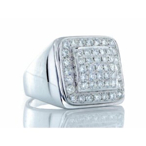 2.00ctw Soft Square Ring with Raised Slight Dome Center 10k White Gold