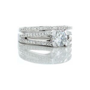 1.28CTW Natural Brilliant Cut Solitaire with Pave Split Shoulders & Matching Wedding Band