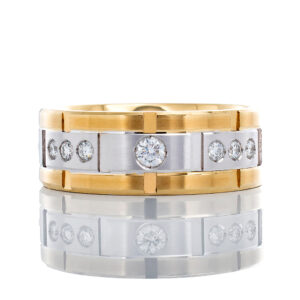 0.43ctw Two Tone Gypsy Set Diamond Band 14k Gold