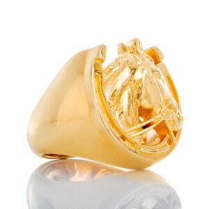 Horse Head in Lucky Horse Shoe Solid High Polished Ring