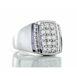 1.00ctw Wide Soft Prong Set Rectangle Forefront with Vertical Channel Set Sides 14k White Gold