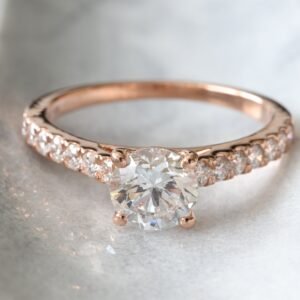 1.35ctw Round Solitaire with Pave Shoulders Ring