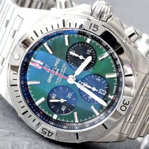 Brand New Breitling Chronomat B01 Green Dial Automatic Chronograph Steel Bullet Bracelet Watch