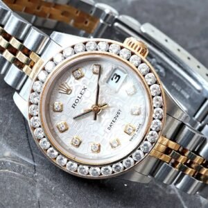 Rolex Datejust 26MM Custom Diamond Bezel Factory Diamond Dial 18K/Steel Jubilee Bracelet Watch