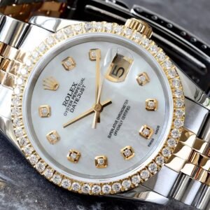 Rolex Datejust 36 Custom Mother of Pearl Dial and Diamond Bezel 18k/Steel Jubilee Bracelet