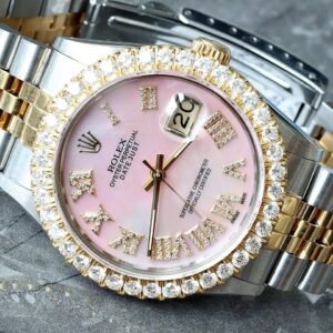 Rolex Datejust 36MM 18K/Steel Custom Pink Diamond Dial and Custom Diamond Bezel Jubilee Bracelet