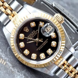 Rolex Datejust 36MM Custom Black Diamond Dial 18K/Steel Jubilee Bracelet Watch