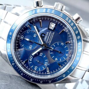 Omega Speedmaster Date Blue Dial Steel Bracelet Automatic Mechanical Watch 40mm