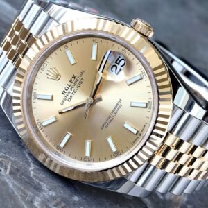 Rolex Datejust 41 Champagne Dial Steel/18K Yellow Gold Fluted Bezel Jubilee Bracelet Watch Like New