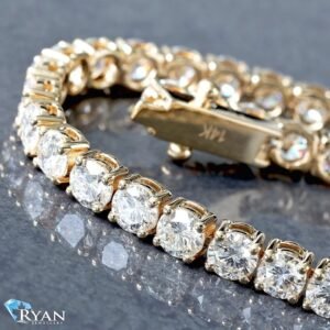 11.36 Carats Total Lab Grown Diamond Tennis Bracelet Yellow Gold 14K