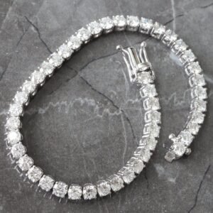 9.07 Carats Total Lab Grown Tennis Bracelet 14K White Gold 7 Inches