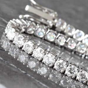 9.07 Carats Total Lab Grown Tennis Bracelet 14K White Gold 7 Inches