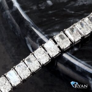 22.80 Carats Radiant Cut Lab Grown Diamond Tennis Bracelet 14K White Gold
