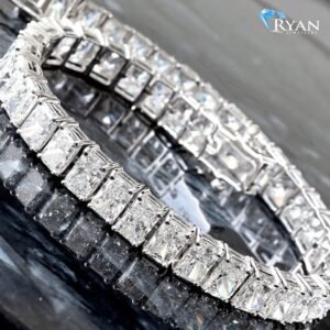 22.80 Carats Radiant Cut Lab Grown Diamond Tennis Bracelet 14K White Gold