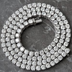 Brand New 34.00 Carats Total Lab Diamond Tennis Chain 32 grams 14K White Gold