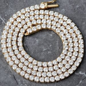 Brand New 23.25 Carats Total Lab Diamond Tennis Chain 27 grams 14K Yellow Gold
