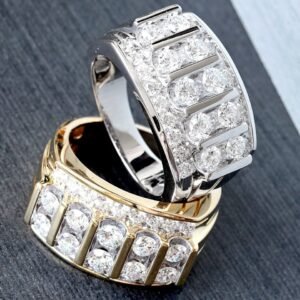 2 Carat Lab Diamond Men's Channel Setting Ring Solid Yellow Gold or White Gold