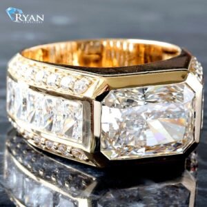 10.08 Carats total Lab Grown Diamond Radiant Bezel Men's Ring