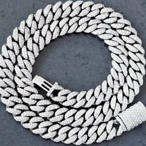 25 Carats Natural Diamond Cuban Chain White Gold 167.20 Grams