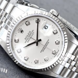 Rolex Datejust 36MM Factory Silver Diamond Dial Fluted Bezel Jubilee Bracelet Steel Watch