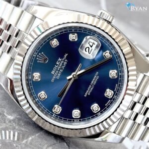 Rolex Datejust 41 Factory Blue Diamond Dial Fluted Jubilee Bracelet Watch