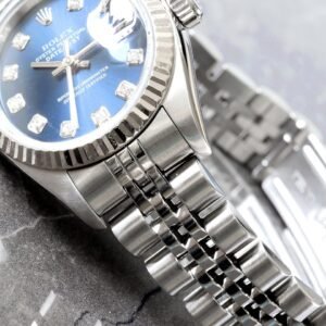 Rolex Datejust 26mm Factory Blue Diamond Dial Fluted Bezel Jubilee Bracelet