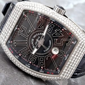 Frank Muller Vanguard 8 Carats Full Diamond Set Steel/Leather Watch