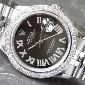 90'S ROLEX DATEJUST      36MM STEEL JUBILEE    AFMK BLACK ROMAN DIAL