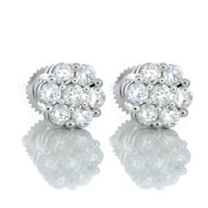 EARRING GW 1.00CTW DIAMOND FLOWER CLUSTER 9MM
