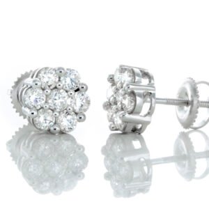 EARRING GW 1.00CTW DIAMOND FLOWER CLUSTER 9MM