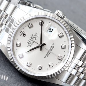 Rolex Datejust 36MM Factory Silver Diamond Dial Fluted Bezel Jubilee Bracelet Steel Watch